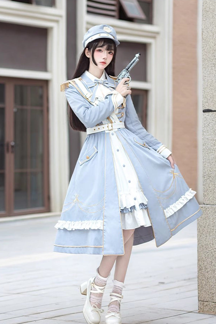 Blue Star Ocean Fantasy Cardigan Bowknot Sweet Military Elegant Lolita Dress