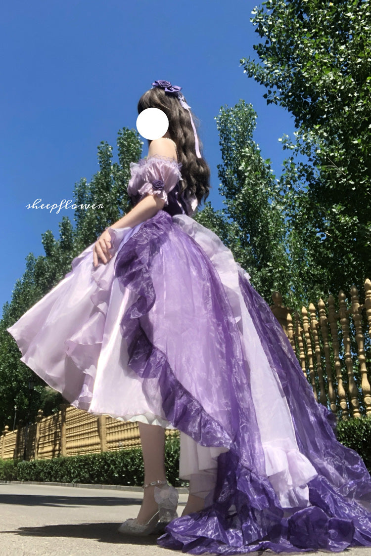 Purple Bowknot Irregular Sweet Princess Lolita Jsk Dress