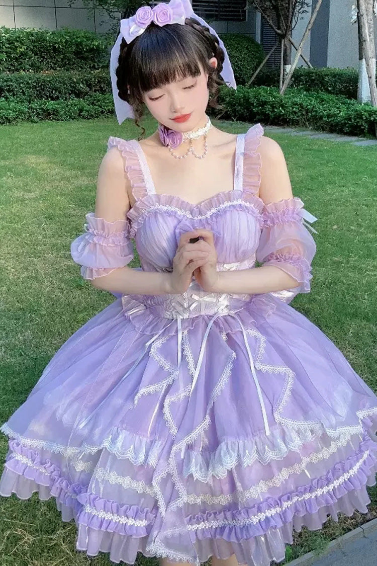 Glaze Fantasy Sleeveless Ruffle Embroidery Bowknot Sweet Lolita Jsk Dress 5 Colors