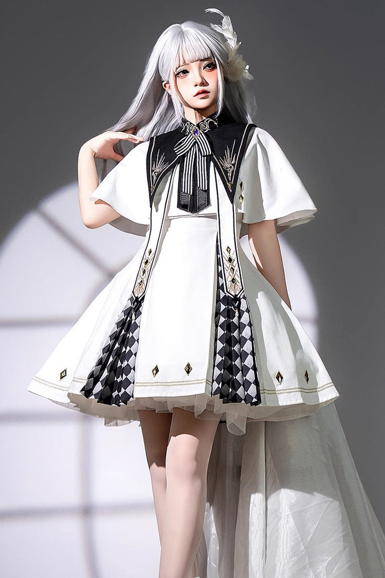 White Eye of Truth Magic Academy Diamond Print Stitching Gothic Lolita Jsk Dress