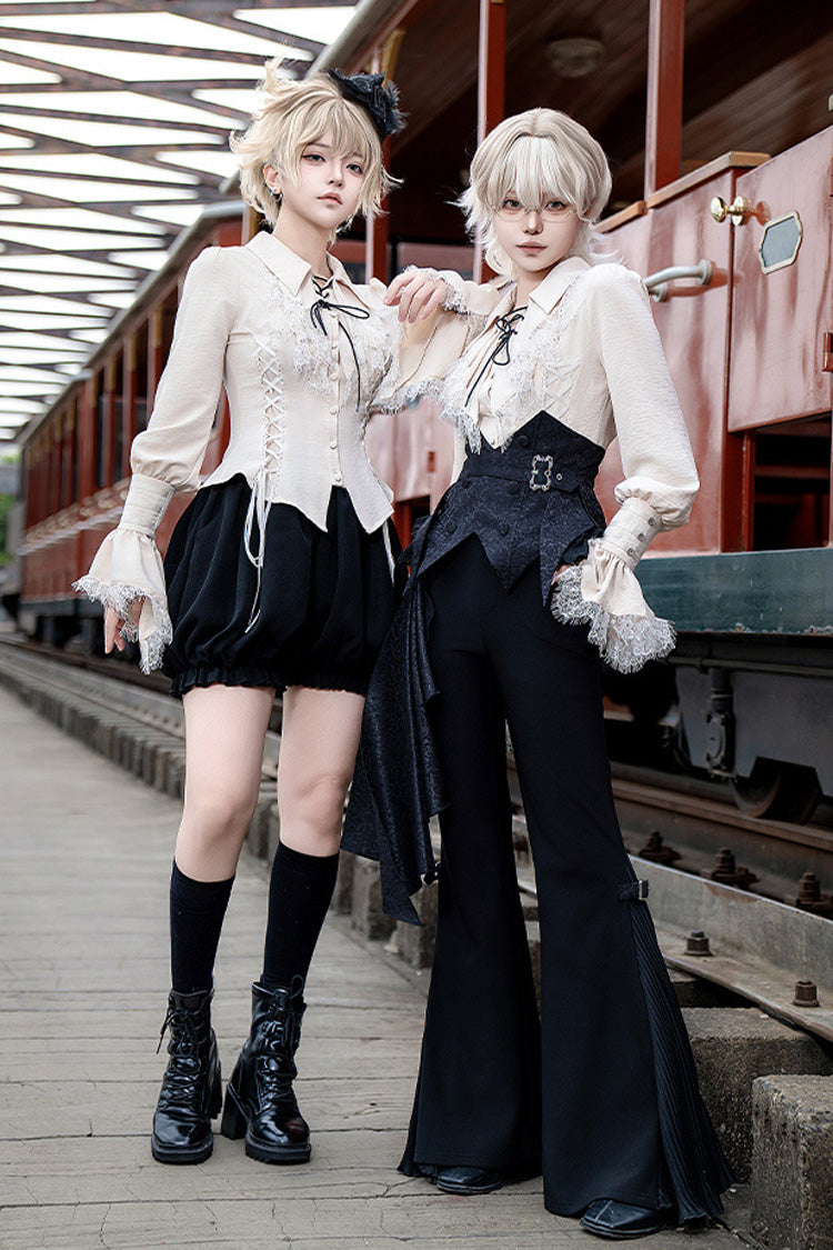 Black Gold Hunter Long Sleeves Pirate Style Gothic Shorts