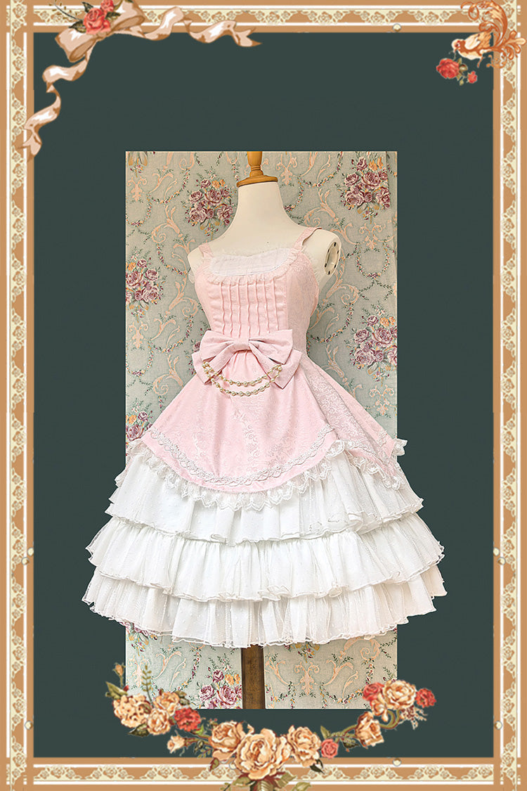 Pearl Box Sleeveless Triple-Layered Bowknot Lace Slim Pearl Sweet Elegant Lolita Jsk Dress 3 Colors