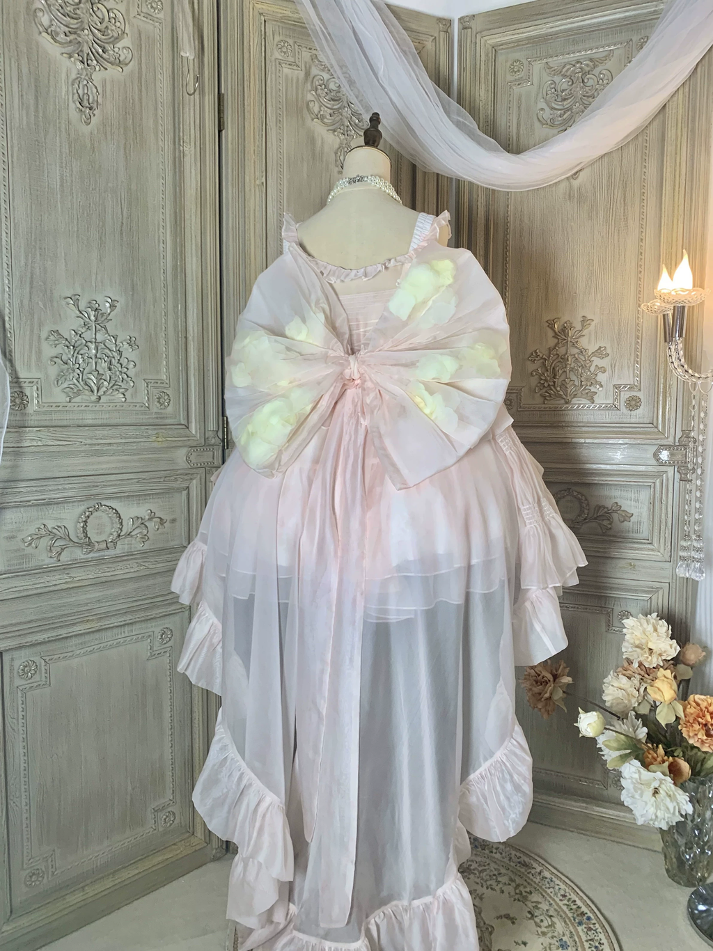 Pink Sleeveless Multi-Layered Ruffled Corset Big Bow Sweet Princess Ballet Lolita Jsk Dress
