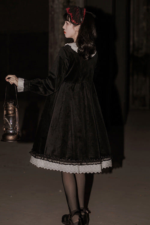 Black Doll Collar Long Sleeves Gothic Lolita Dress