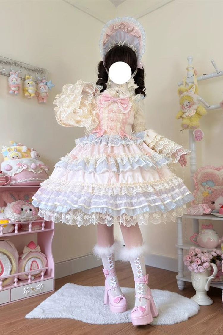Pink Star Love Song Ruffle Hanayome Bowknot Lace Sweet Lolita Jsk Dress