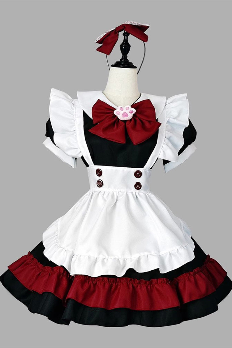 Black/Red/White Vampire Short Sleeves Ruffle Cat's Paw Bowknot Gothic Plus Size Lolita Dress Full Set