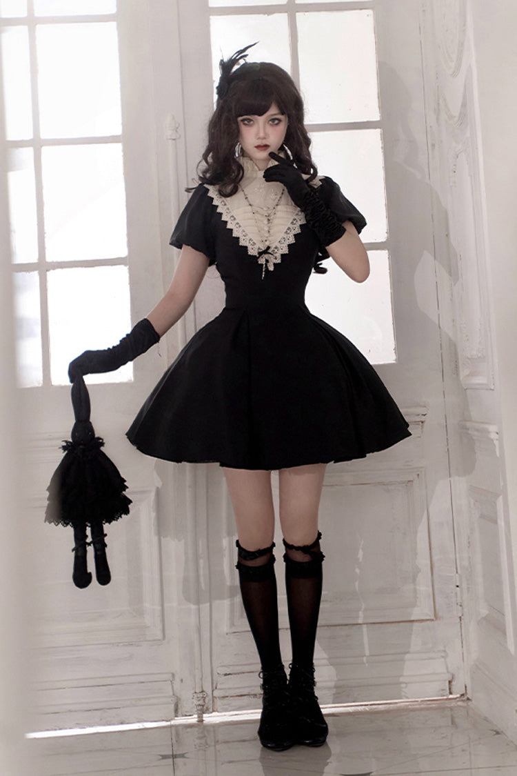 Black Letters and Poems·Nocturne Nun Long Sleeves Ruffle Gothic Lolita Short Dress