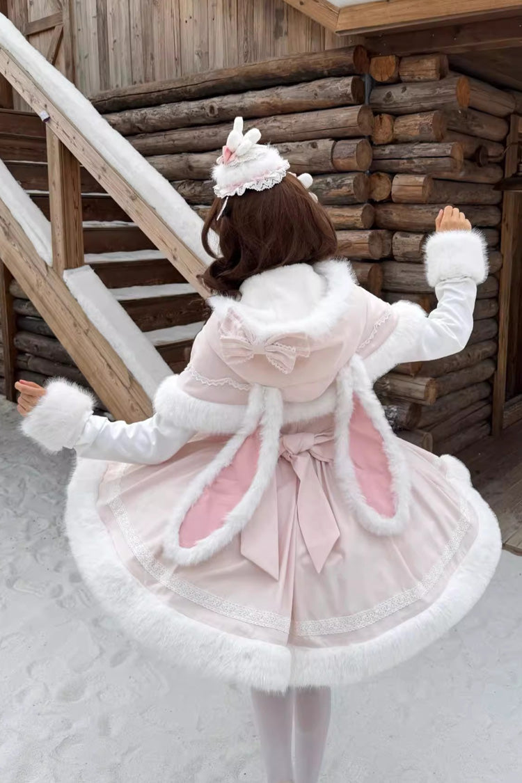 Sweet Dream Bunny Furry Bowknot Sweet Lolita Dress 2 Colors and 2 Versions