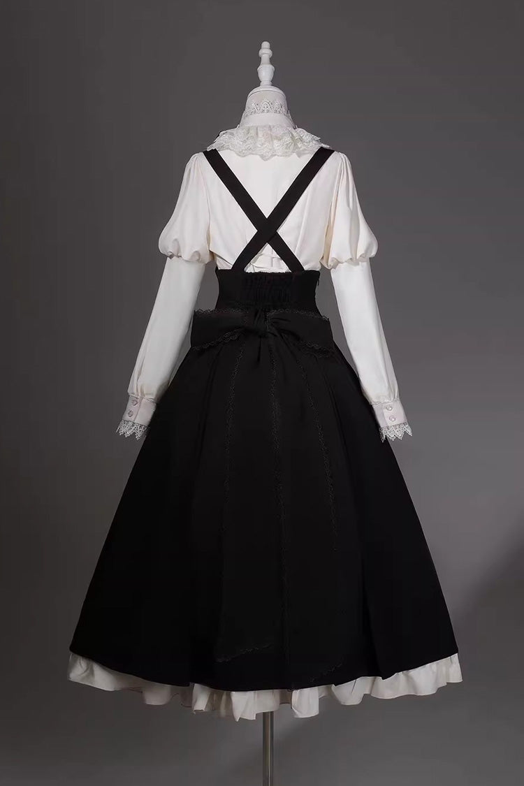 Black/White Violin Variations Ruffled Embroidered Gothic Lolita Jumper Dress Set