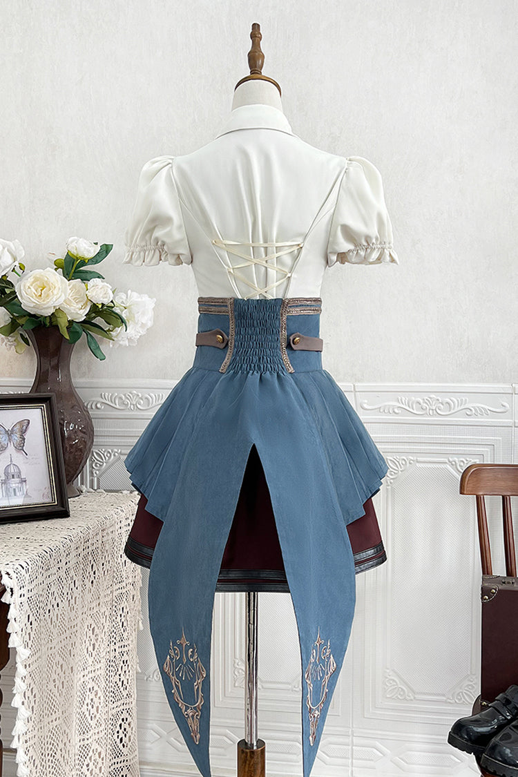 Fairy Town Train Conductor British Academy Short Sleeves Embroidery Punk Handsome Lolita Skirt Set