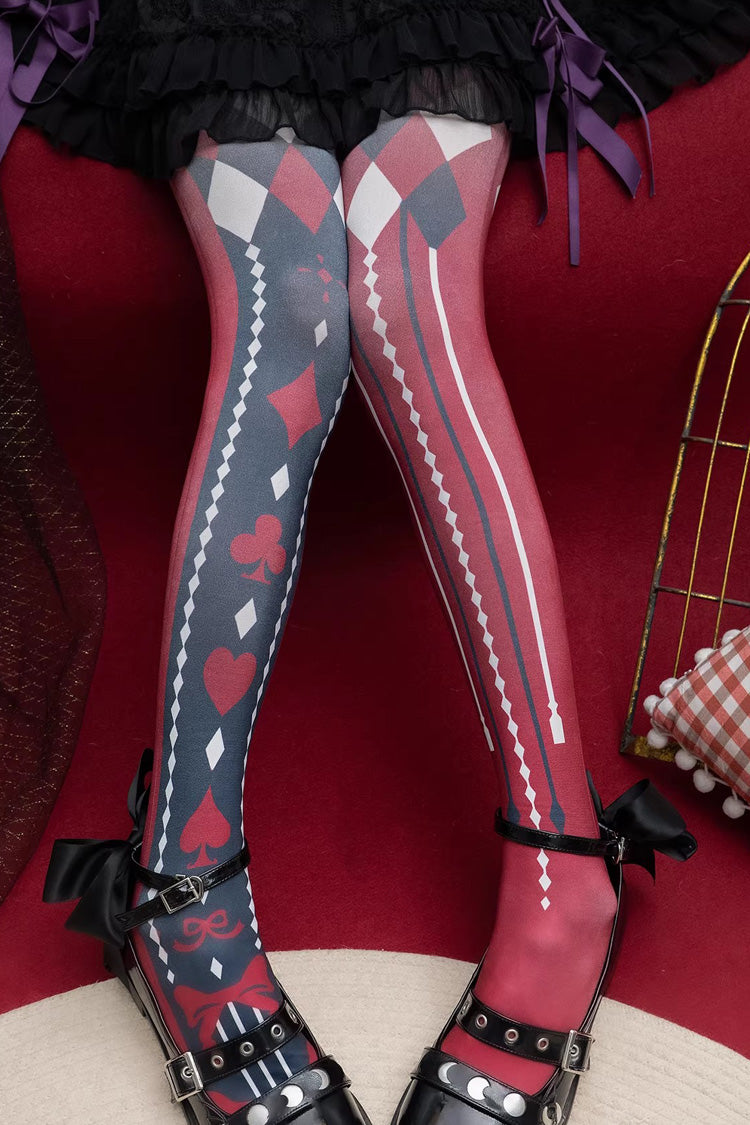 Alice in Wonderland Poker Printed Gothic Lolita Tights 5 Colors
