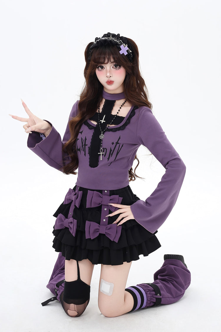 Kozaya Nana Triple-Layered Ruffle Bowknot Sweet Japanese Lolita Skirt 2 Colors