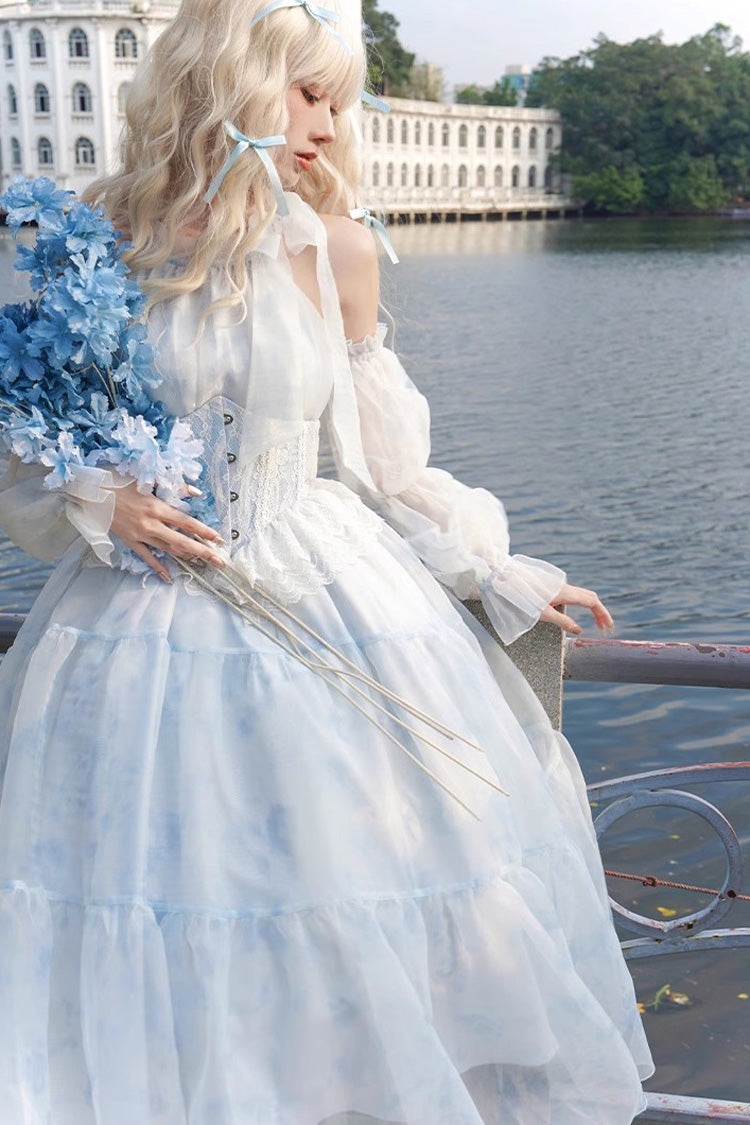 Glacier Blue Bubble Love Hanayome Tie-dyed Sweet Elegant Lolita Dress