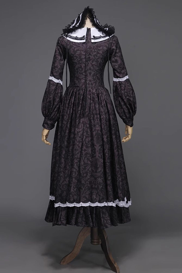 Black Maid Long Sleeves Ruffle Bowknot Sweet Lolita Dress