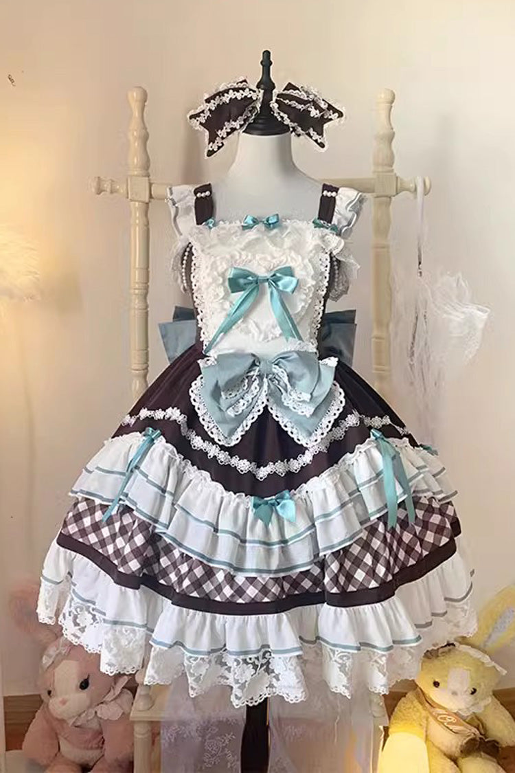 Beating Heart Sleeveless Print Ruffle Bowknot Lace Sweet Lolita Dress 3 Colors