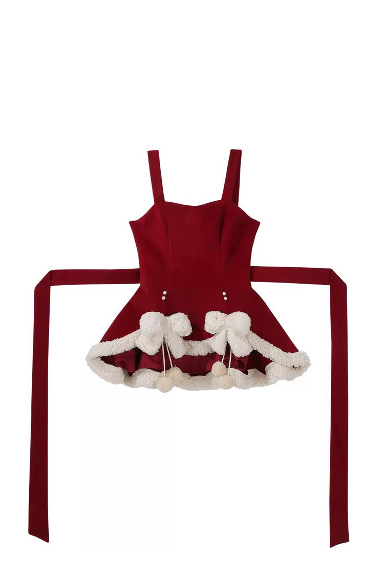 Red/Beige Heart Bear Embroidered Sweet Lolita Jsk Dress Set