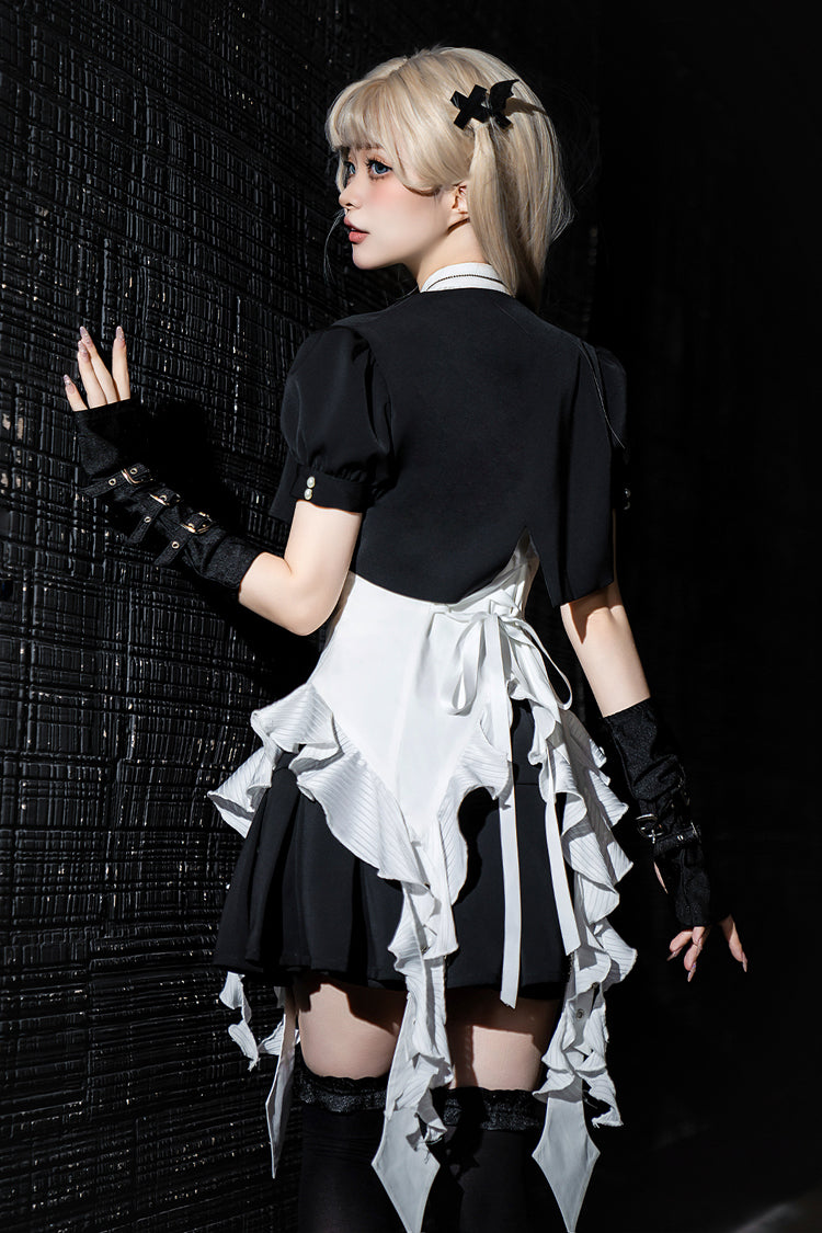 Black Broken Gemstones Ruffle Gothic Lolita Skirt