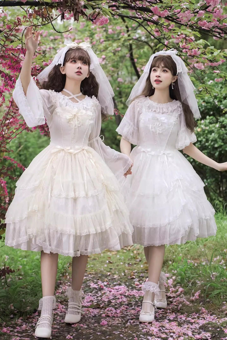 Iris Love Multi-layer Jacquard Bowknot Sweet Elegant Princess Lolita Jsk Dress 2 Colors