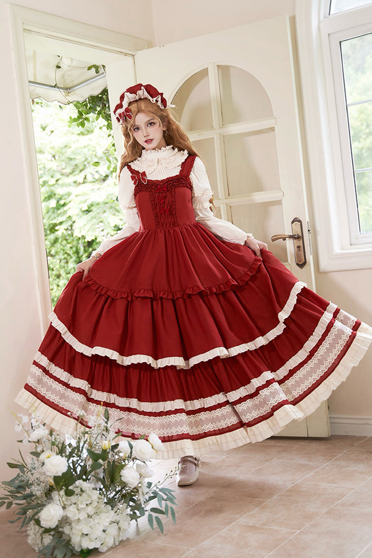 Red Lily Multi-Layered Ruffle Lace Classic Elegant Lolita Jsk Dress