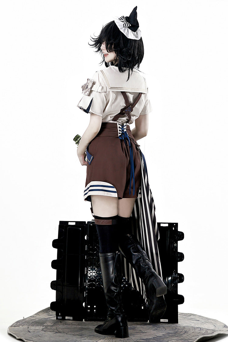 Brown Inventor of Wonderful Equipment Ouji Punk Cool Lolita Bib Shorts
