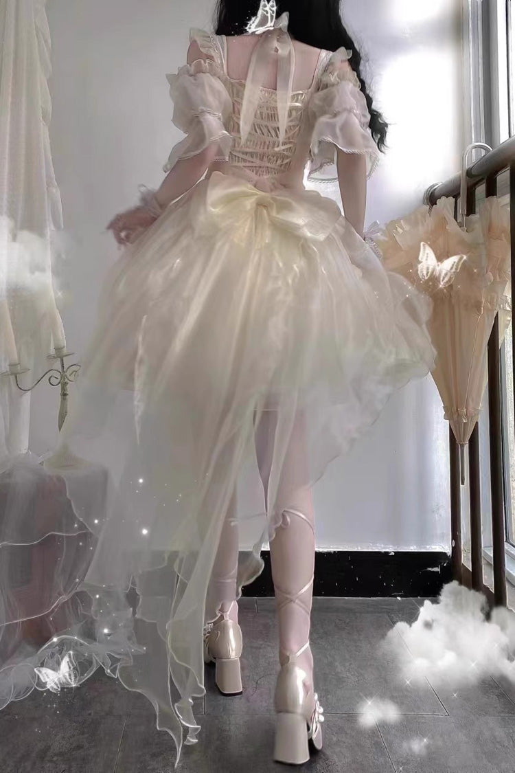 Spring Confession Ruffle Bowknot Mesh Sweet Lolita Jsk Dress (Long and Short Version) 2 Colors