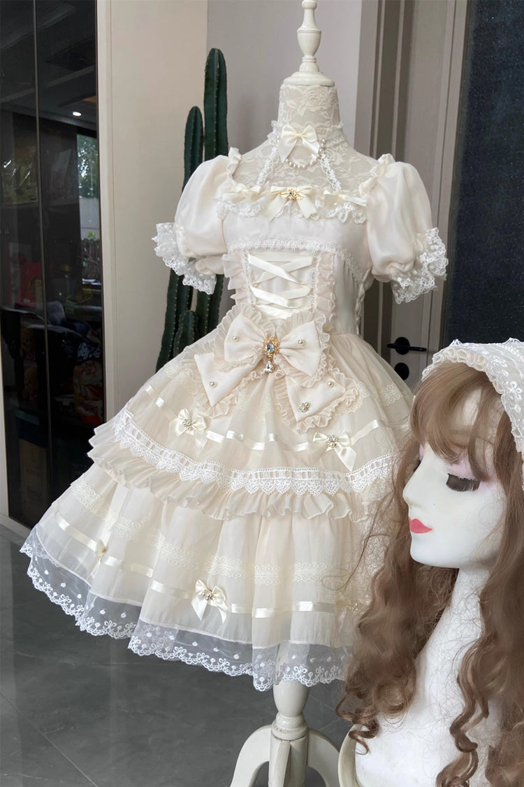 Ivory Jewel Ballet Doll Ruffle Hanayome Bowknot Lace Sweet Elegant Lolita Dress