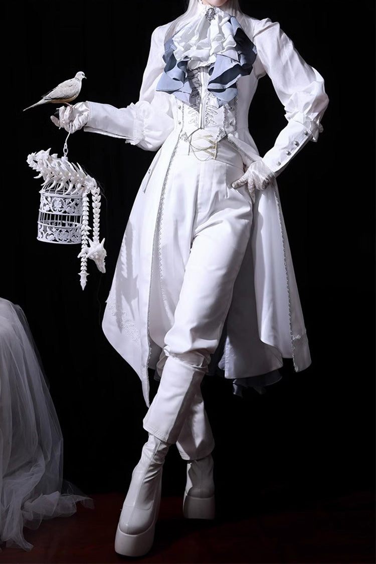 White Mermaid Bone Embroidery Ouji Fashion Handsome Lolita Long Pants
