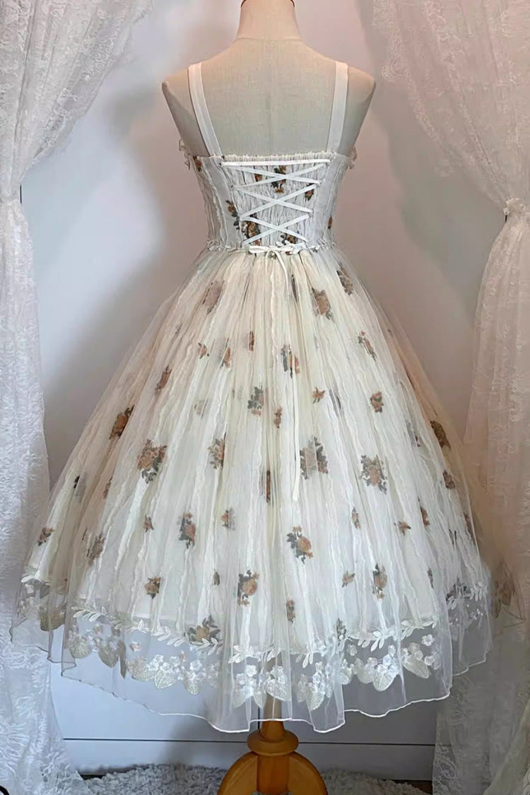 Apricot Chloris Printed Embroidered Lace Sweet Lolita Jsk Dress