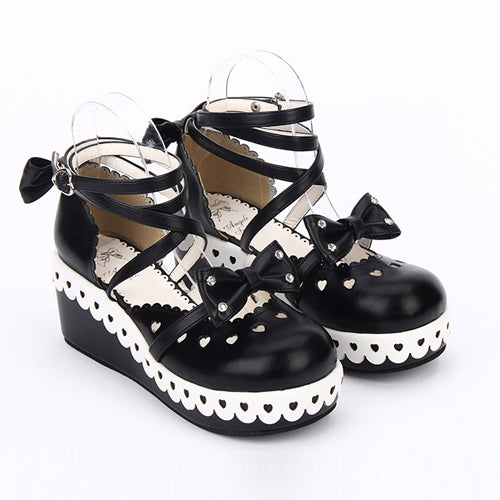 Round Toe Bowknot Lace Sweet Lolita Shoes