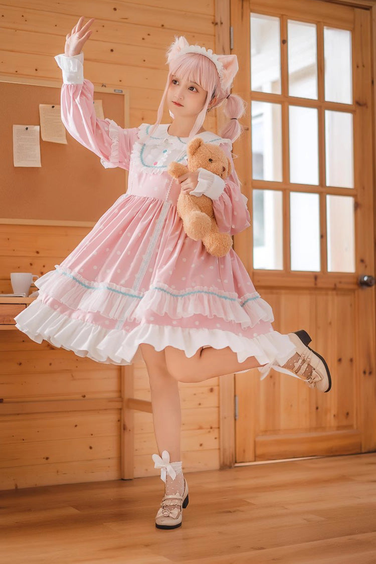 Toffee Bobo Long Sleeves Double Layer Print Ruffle Sweet Lolita Dress 2 Colors