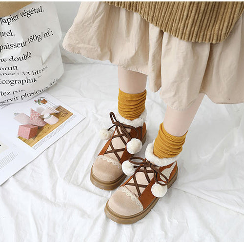 Brown Suede Sweet Lolita Short Martin Boots