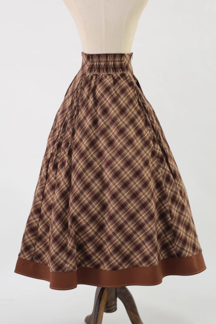Brown Broken Pocket Watch Printed Detective-Style Classic Lolita Full Skirt