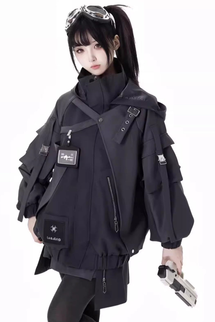 Black Retrograde Orbit Long Sleeves Gothic Ouji Lolita Skirt Coat Set