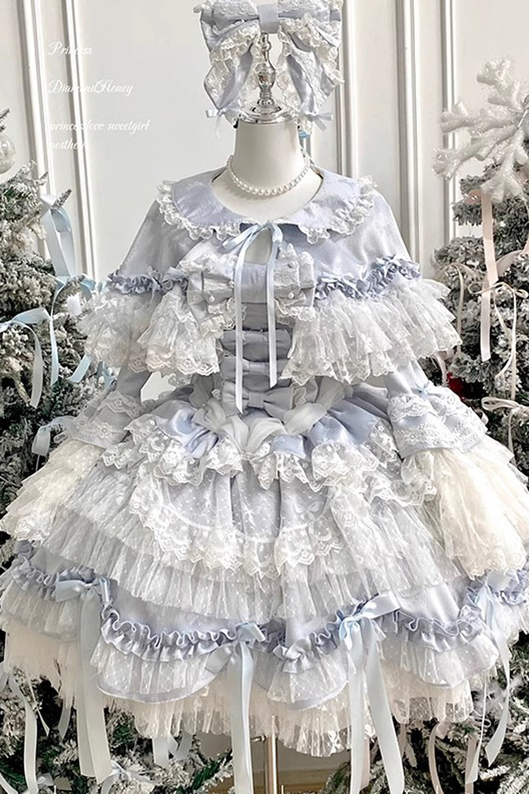 Girl Doll Multi-Layered Ruffle Bowknot Lace Sweet Princess Lolita Jsk Dress
