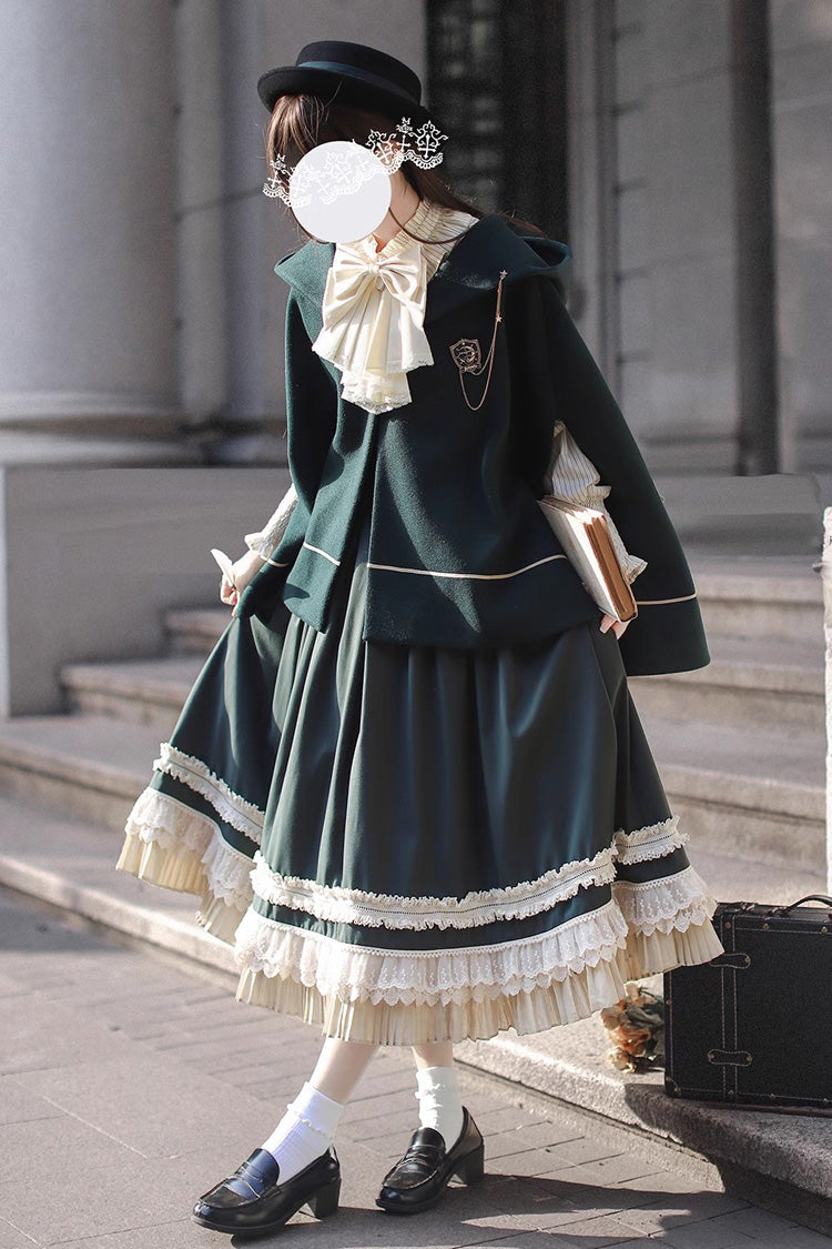 Green Artemis SP Ruffle Bowknot Lace College Style Elegant Lolita Jumper Dress