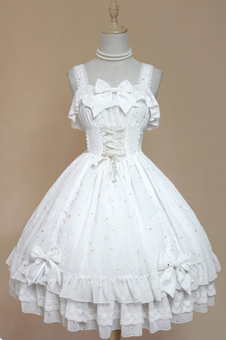 Wishing Stars Double-Layered Ruffle Bowknot Lace-Up Gothic Lolita Jsk Dress Version 1