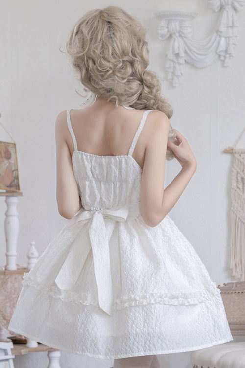 Chiffon Ruffled Heart Bow High Waisted Sweet Lolita JSK Dress
