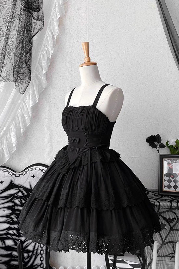 Bowknot Hollow Gothic Lolita Tiered JSK Dress 2 Colors