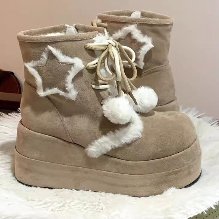 Sweet Star Fleece-Lined Warm Lolita Martin Boots 2 Colors