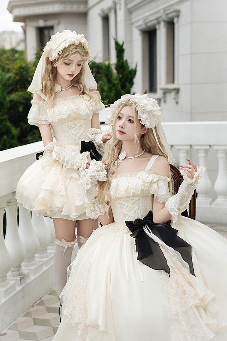 Ivory Moonlight Variations Sleeveless Ruffle Lace-Up Sweet Lolita Jsk Long Dress