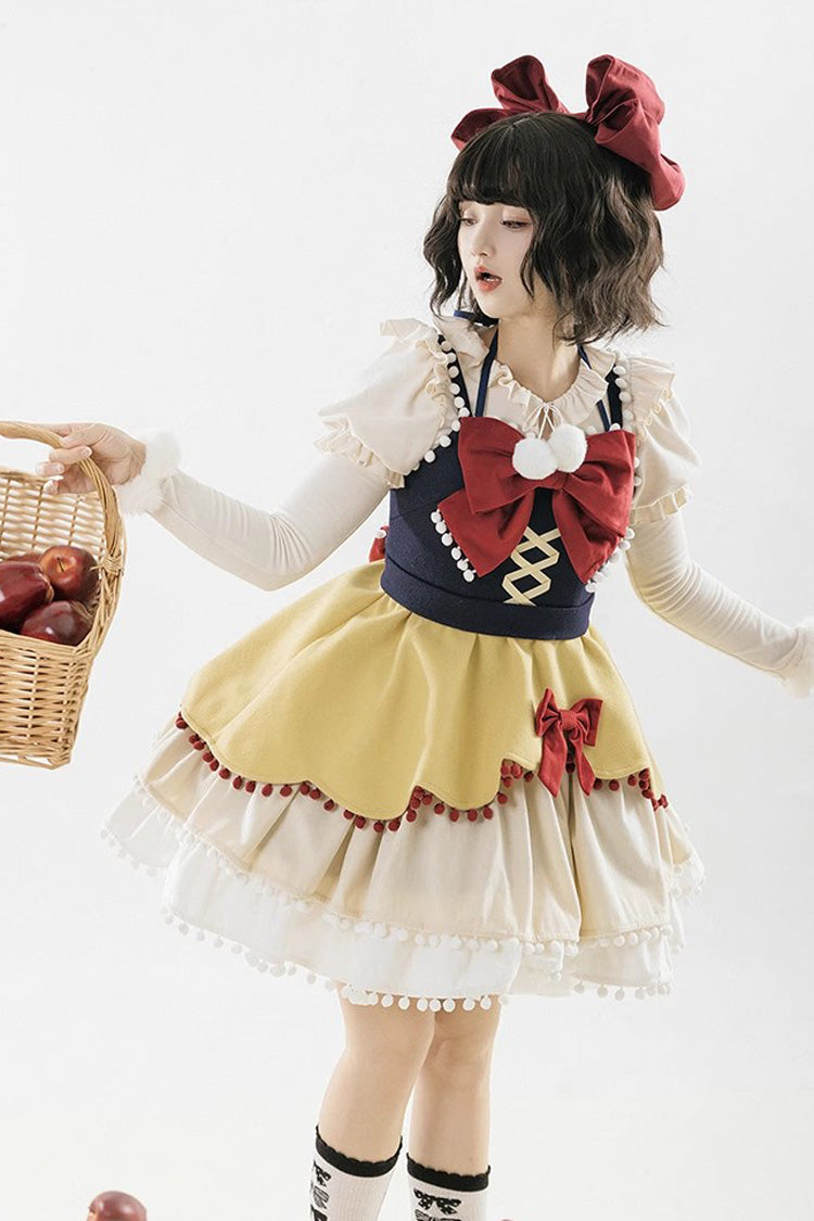 Confession Function Multi-layer Ruffle Bowknot Color Matching Autumn Winter Sweet Lolita Jsk Dress