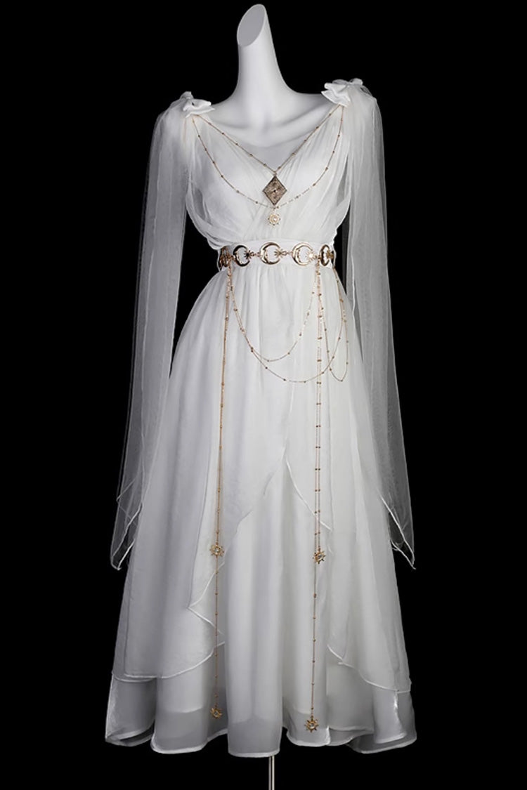 White Messenger of God Greek Style Sleeveless Ruffle Elegant Lolita Jsk Dress
