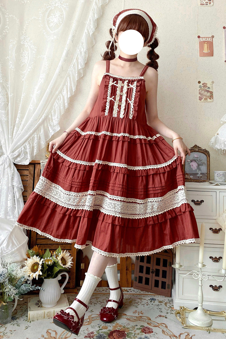 Summer Flower Tea Ruffle Bowknot Lace Sweet Lolita Jsk Dress 6 Colors