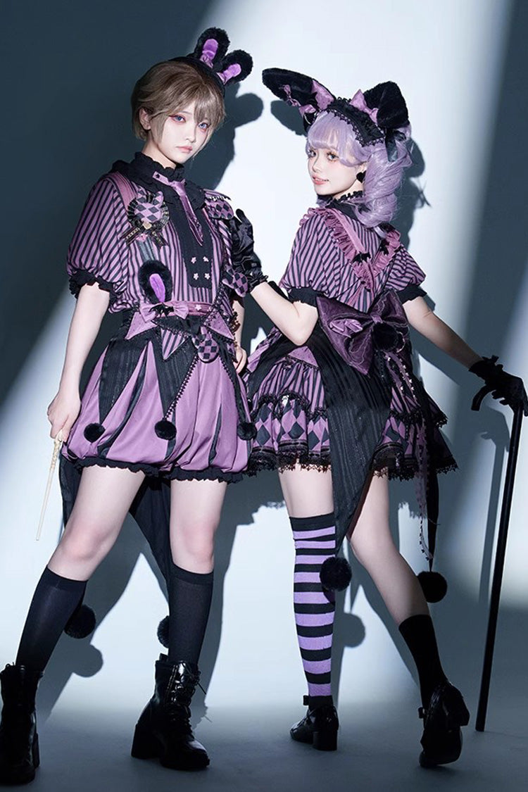 Purple Fantasy Circus Triple-Layered Print Ruffle Sweet Princess Lolita Dress