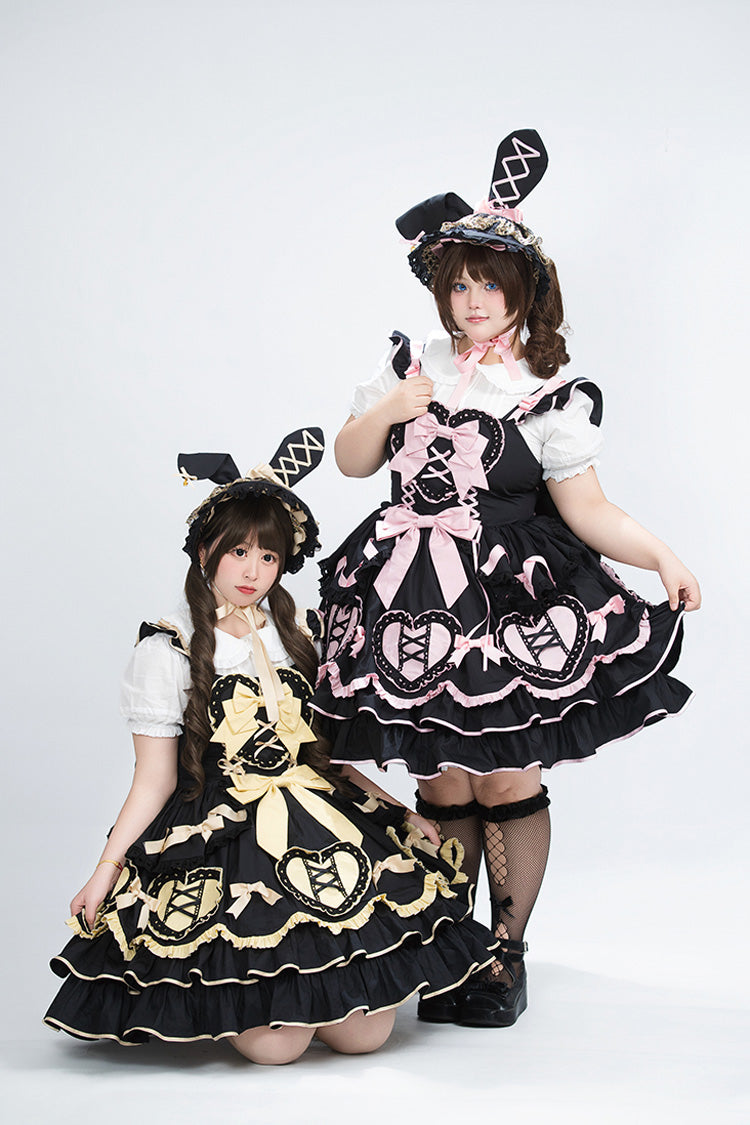 Black/Gold Frosted Sugar Gift Box Sleeveless Ruffle Bowknot Sweet Plus Size Princess Lolita Jsk Dress