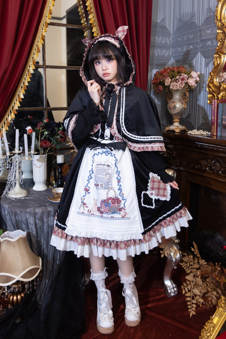 Black Little Red Riding Hood Ruffle Bowknot Sweet Lolita Jsk Dress