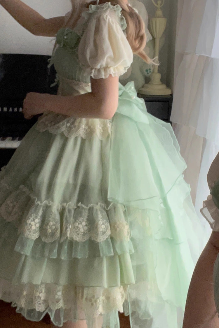 Green Multi-layer Annie's Tea Party Ruffle Hanayome Sweet Lolita Jsk Dress