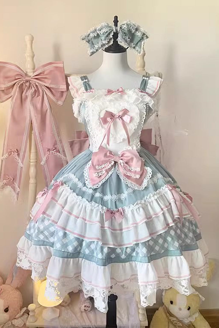 Beating Heart Sleeveless Print Ruffle Bowknot Lace Sweet Lolita Dress 3 Colors