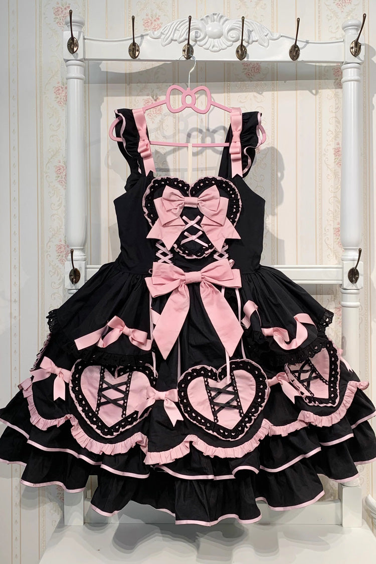 Black/Pink Frosted Sugar Gift Box Sleeveless Ruffle Bowknot Sweet Plus Size Princess Lolita Jsk Dress