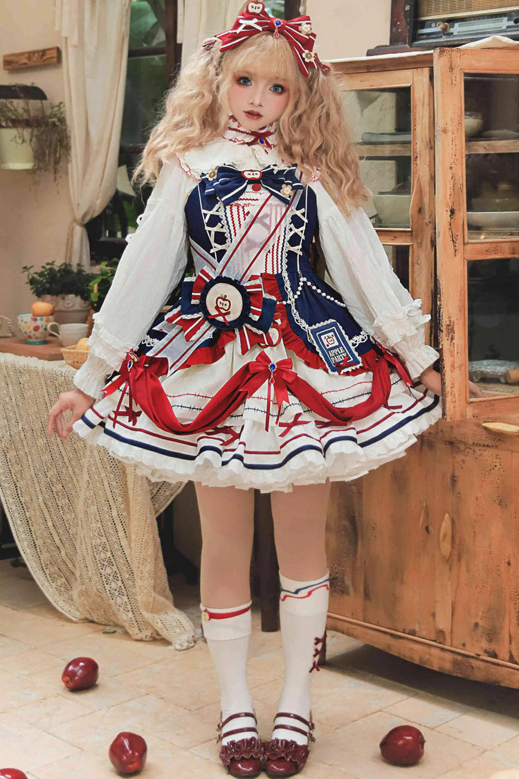 Multi-Color Witch Gina Print Ruffle Bowknot Sweet Princess Lolita Dress Set